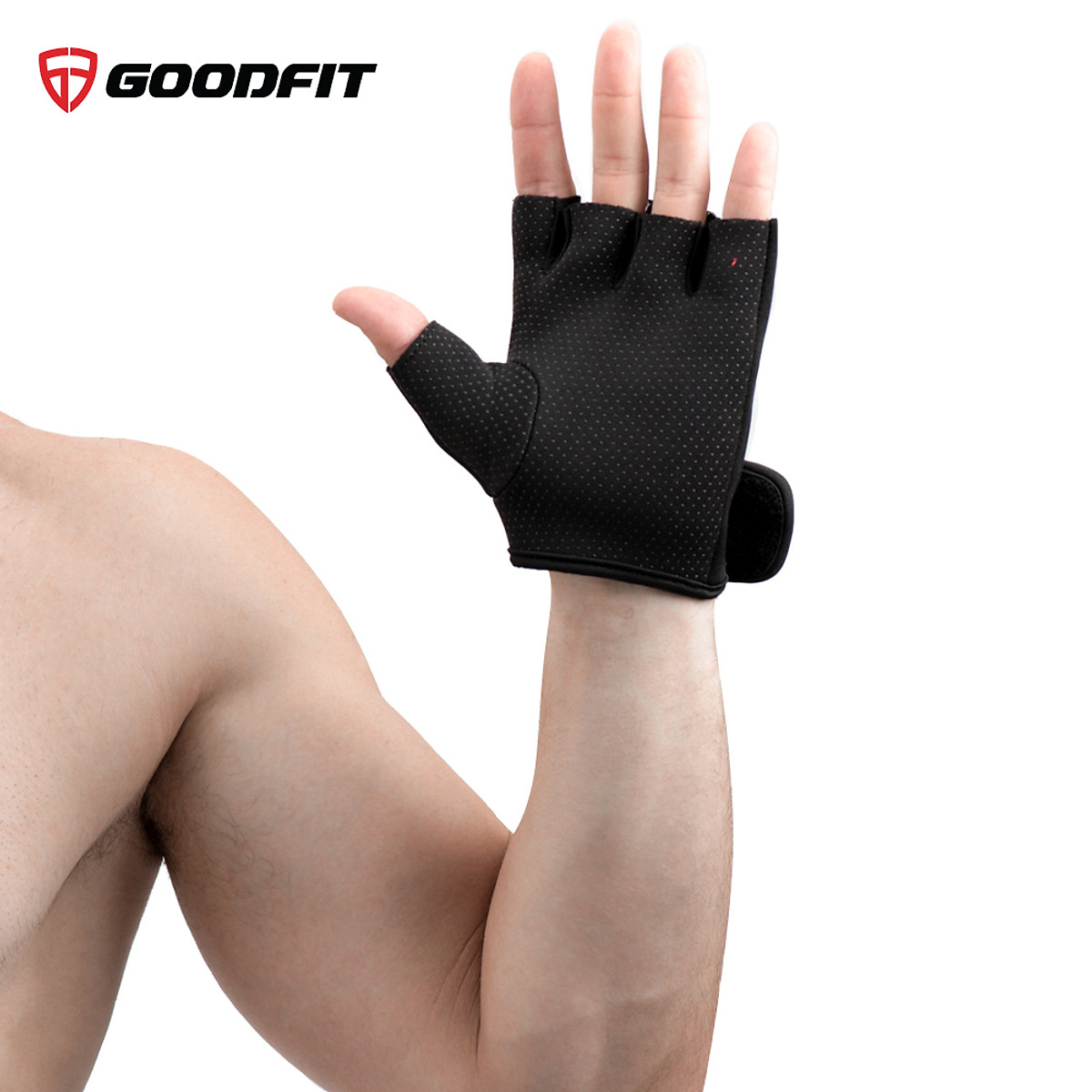 Găng tay hở ngón, bao tay tập gym, tập đu xà nam nữ GoodFit đệm silicone chống trượt, vải đục lỗ thoáng khí GF202G