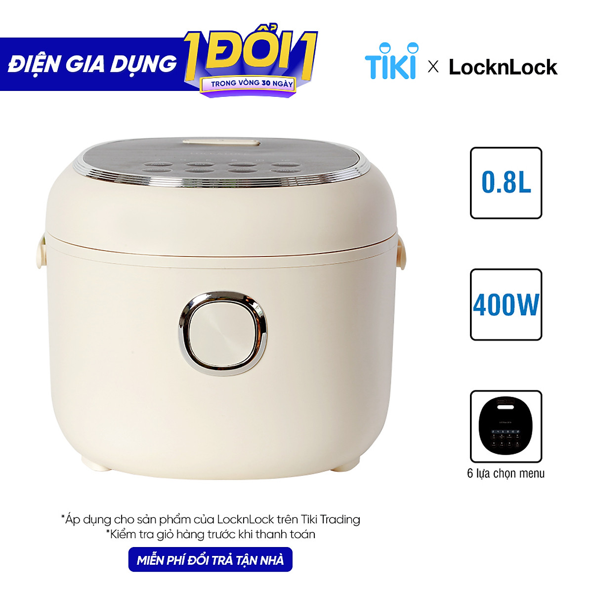 Nồi Cơm Điện Lock&Lock EJR716IVY 0.8L - Hàng Chính Hãng