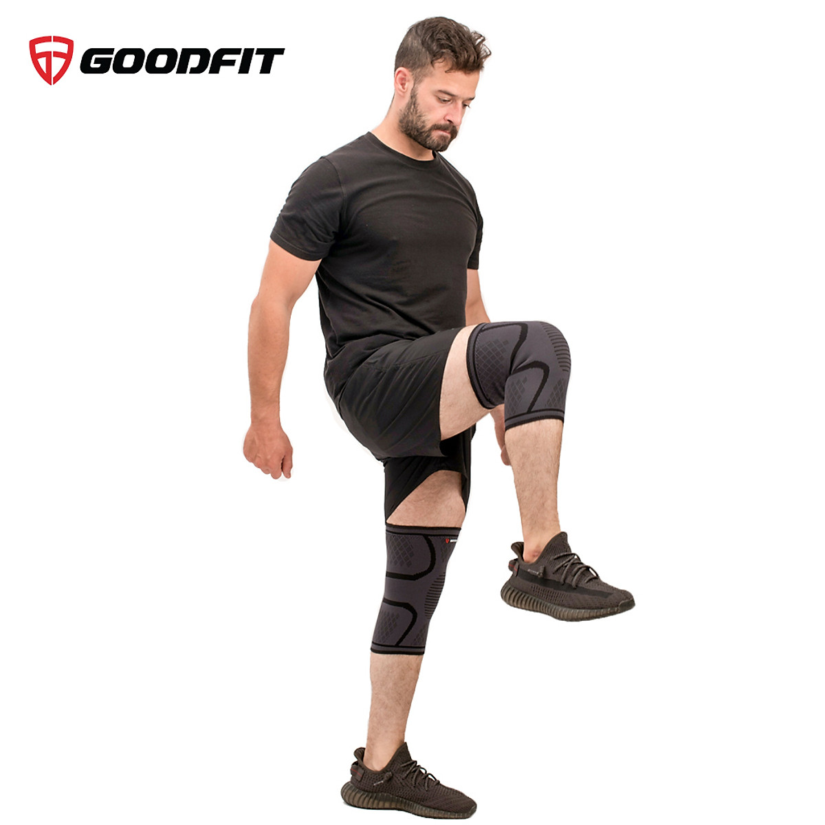 Bó gối thể thao, băng đầu gối, băng bảo vệ đầu gối tập gym GoodFit co giãn 4 chiều, dệt 3D dày dặn GF518K