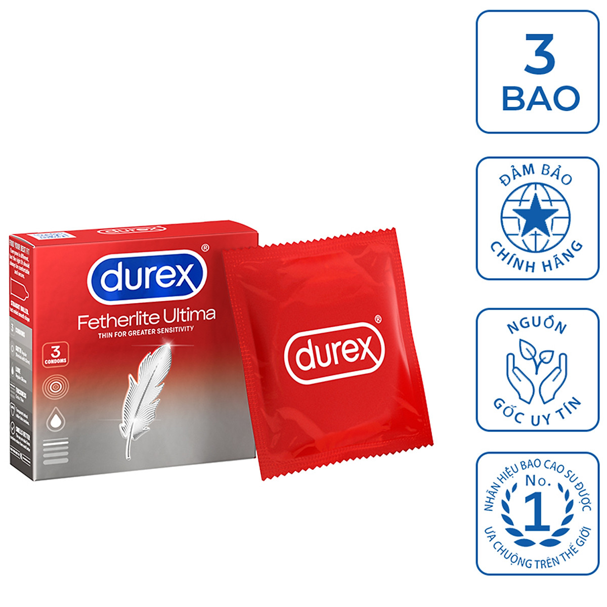 Bao cao su Durex Fetherlite Ultima Hộp 3 bao
