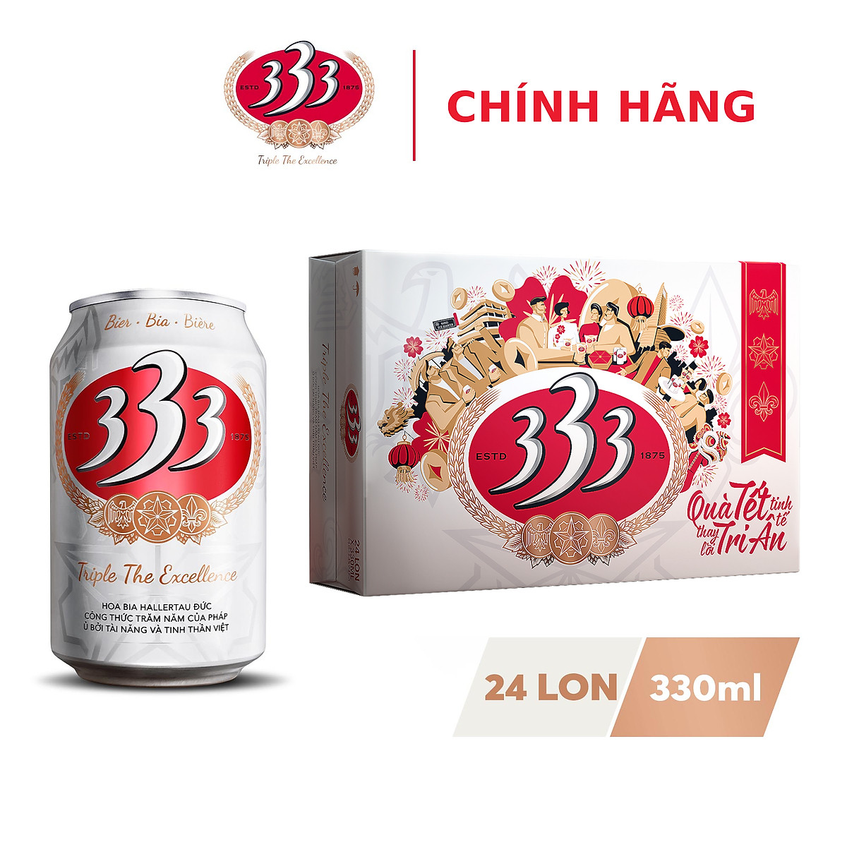 Thùng 24 Lon Bia 333 330ml