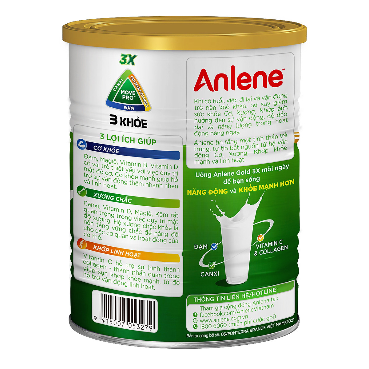 Sữa Bột Anlene Gold Movepro 3X Hương Vanilla (Hộp Thiếc 400g)