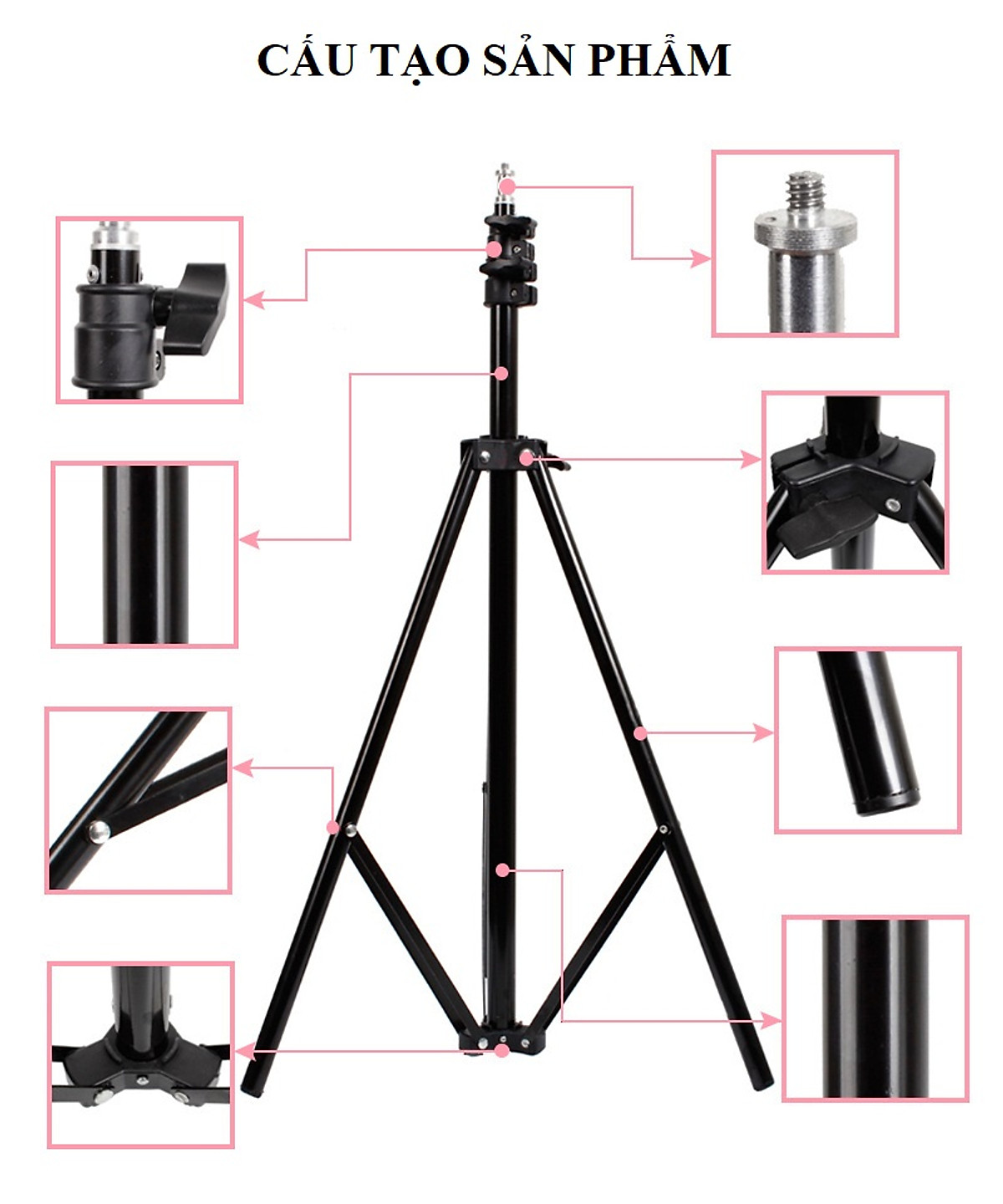 Cây Livestream Selfiecom - Hỗ trợ chụp ảnh, quay video, chơi tiktok, gắn đèn livestream - Tặng kèm remote bluetooth chụp ảnh- Hàng chính hãng