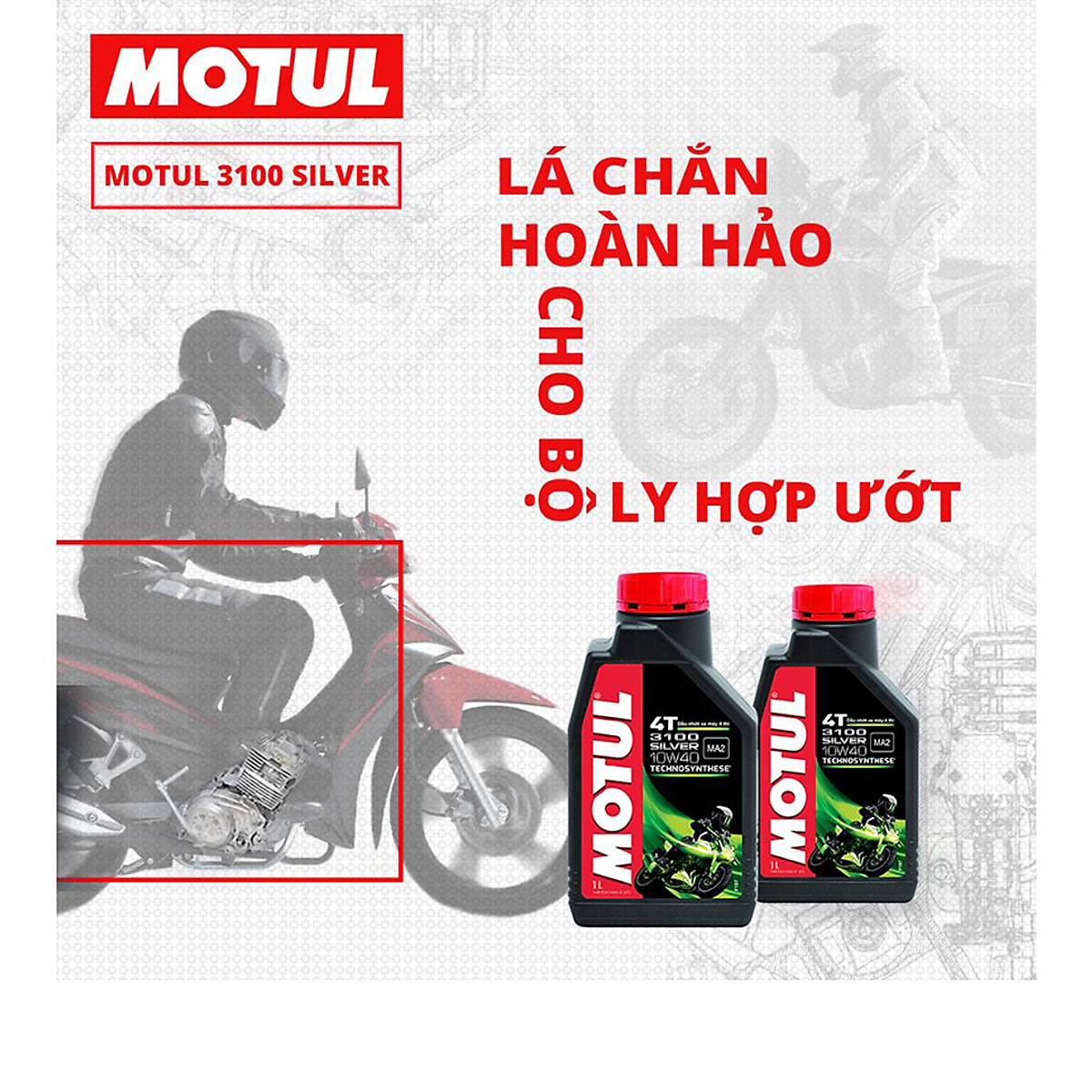 Nhớt Xe Số Motul 3100 Silver 4t 10w40 20x1l Vn (1L)