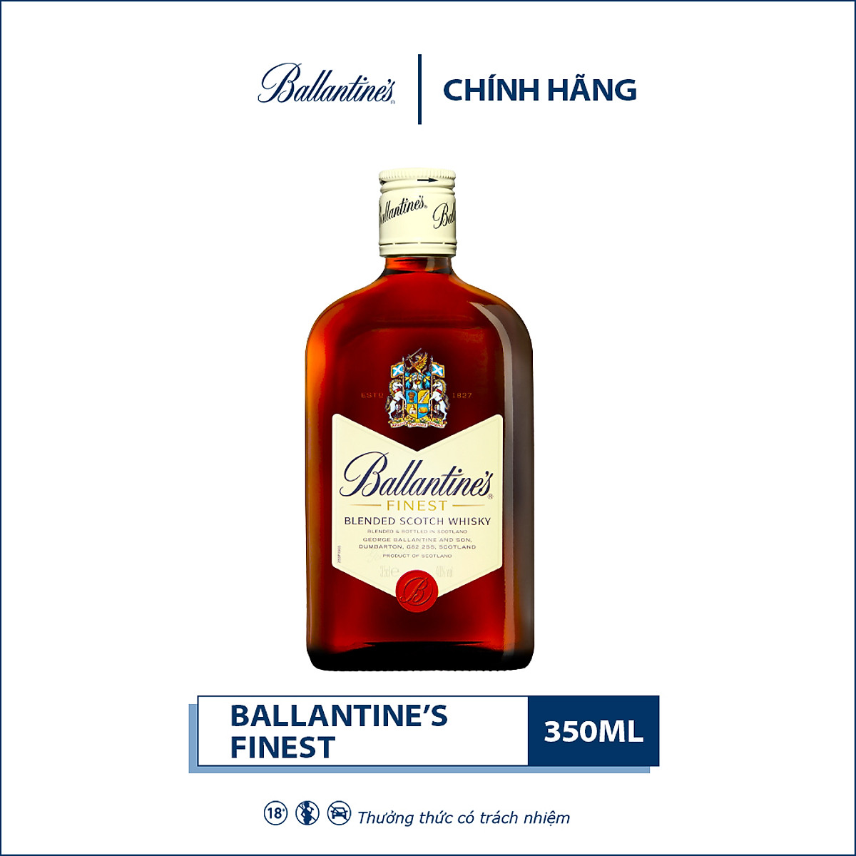 {Freeship 50K} Rượu Whisky Ballantine's Finest 350ml 39% - 41% - Không Kèm Hộp