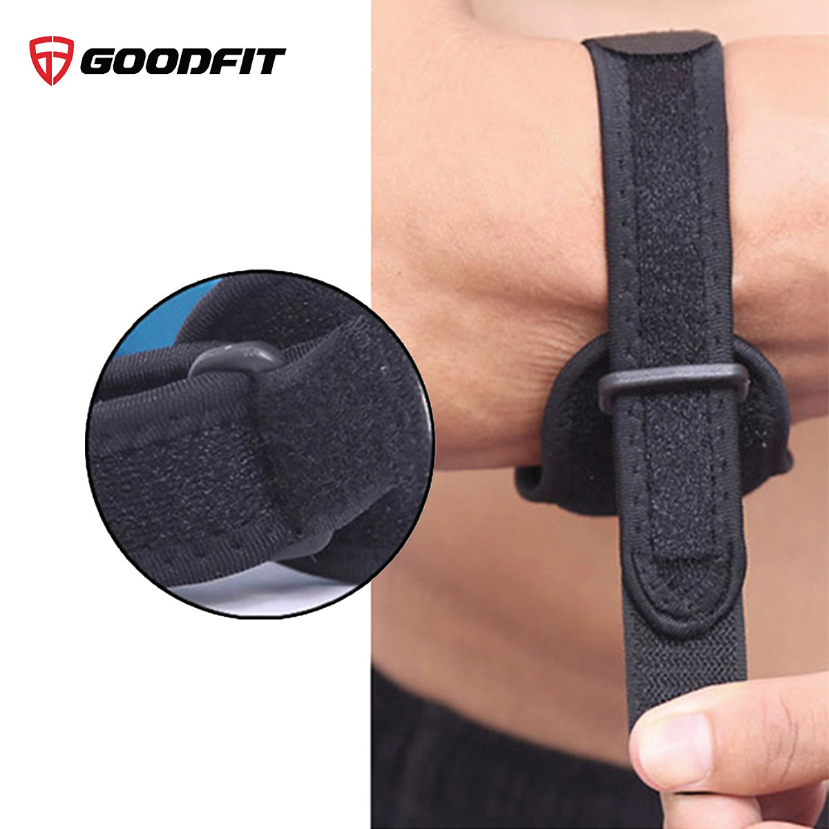 Băng bảo vệ khuỷu tay có đệm dày 1 cm giúp bảo vệ xương, dây đai tùy chỉnh Goodfit GF403E