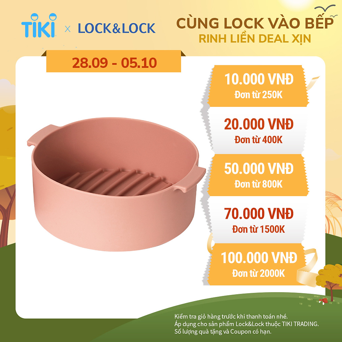 Khay Silicone Dành Cho Nồi Chiên Không Dầu Và Lò Vi Sóng Lock&Lock CKB003 - Hàng Chính Hãng