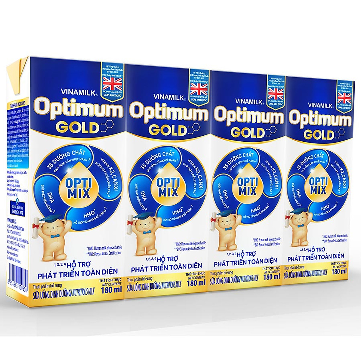 Thùng 48 Hộp Sữa Bột Pha Sẵn Vinamilk Optimum Gold 180ml