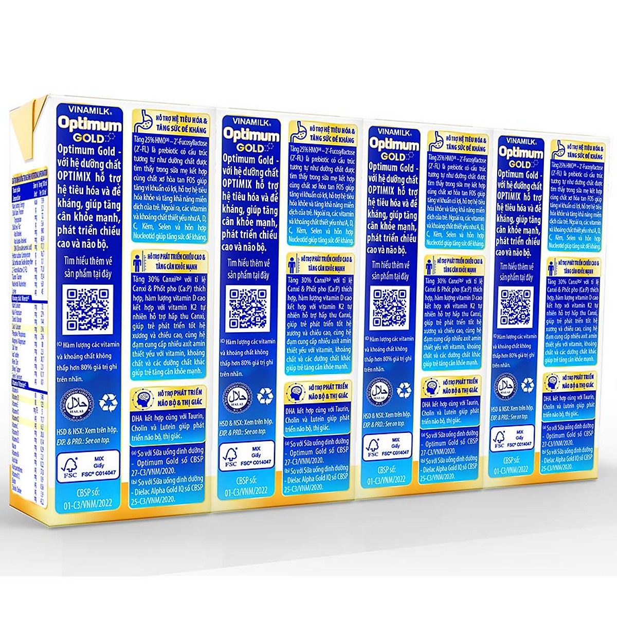 Thùng 48 Hộp Sữa Bột Pha Sẵn Vinamilk Optimum Gold 180ml