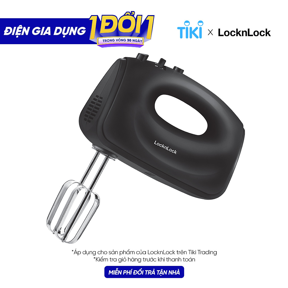 Máy đánh trứng Lock&Lock Hand Mixer EJM501DGRY 250-300W - Hàng chính hãng
