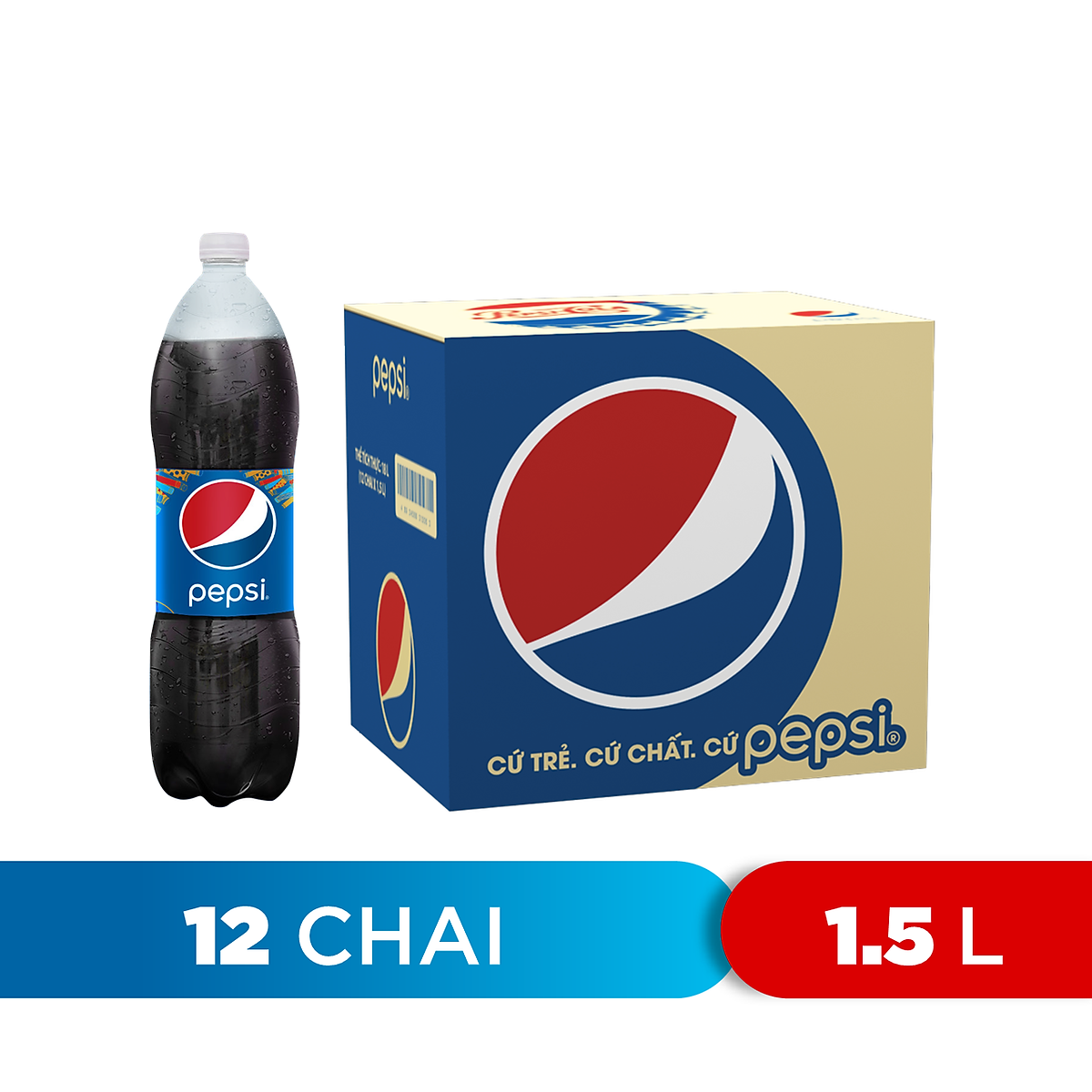 Thùng 12 Chai Nước Giải Khát Pepsi Cola 1,5L - Nước Ngọt
