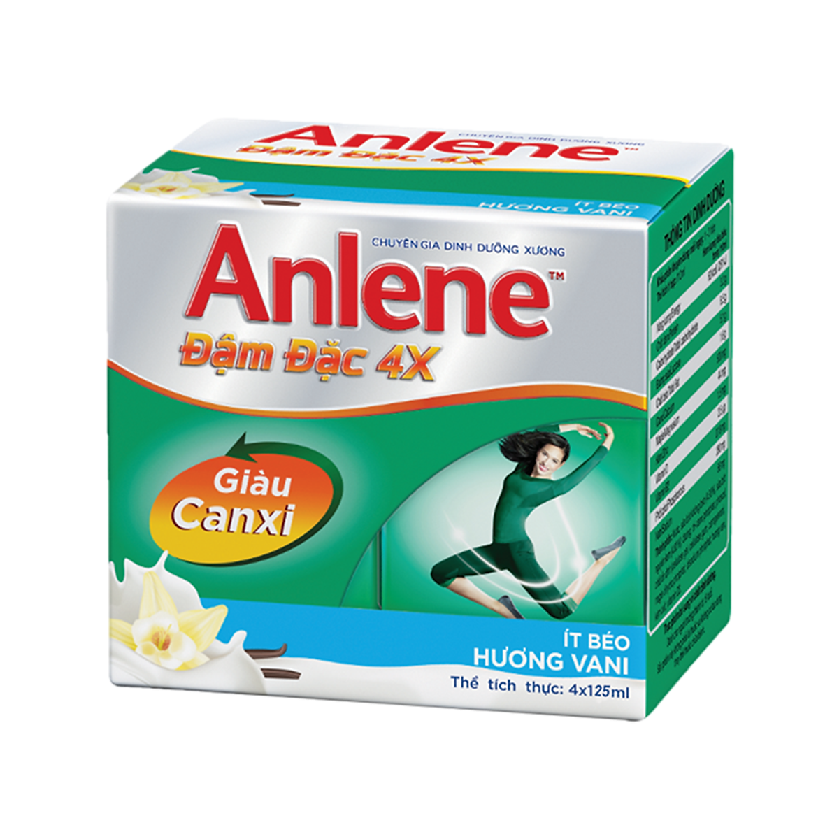 Thùng 48 Hộp Sữa Anlene Đậm Đặc 4X Ít Béo Hương Vani (12 x 4 x 125 ml)