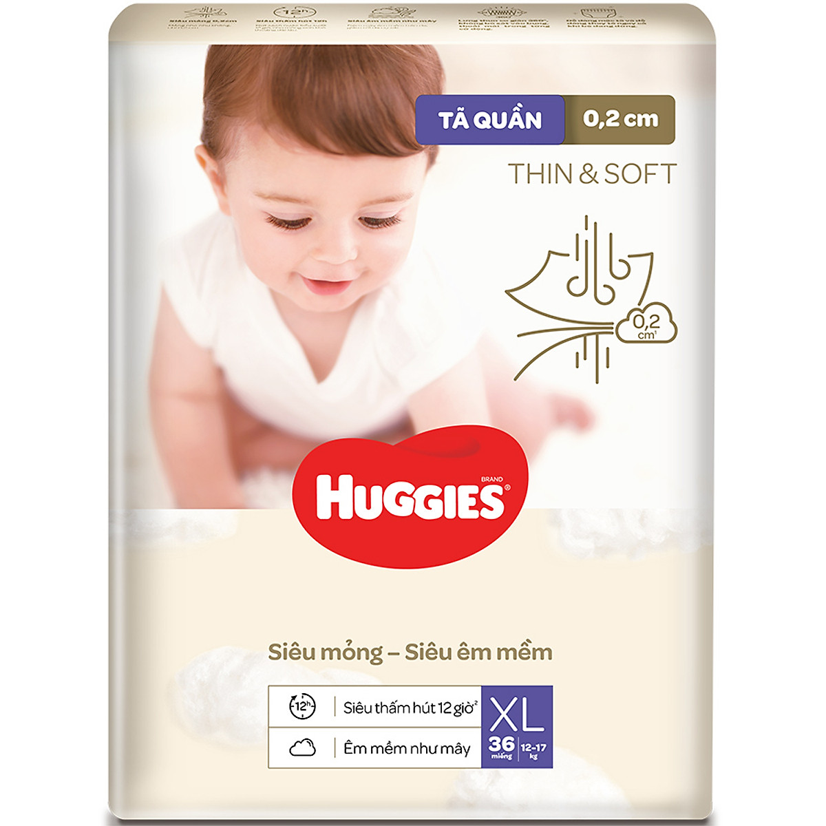 Tã quần cao cấp Hàn Quốc Huggies Thin & Soft L44/XL36/XXL28