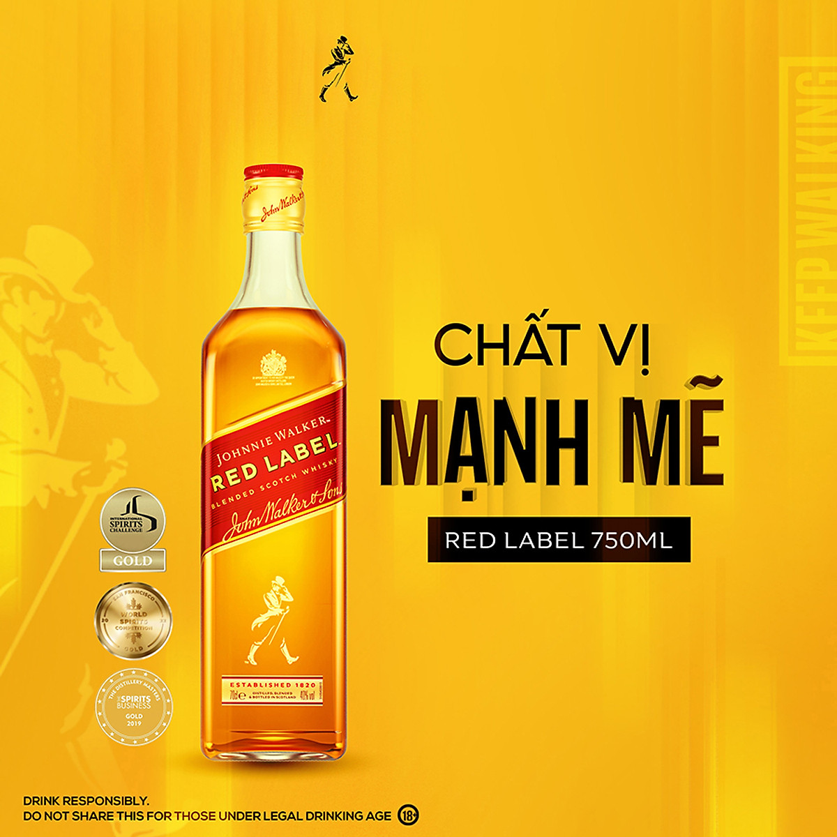 {Freeship 50K} Rượu Blended Whisky Johnnie Walker Red Label 40% 750Ml [Không hộp]