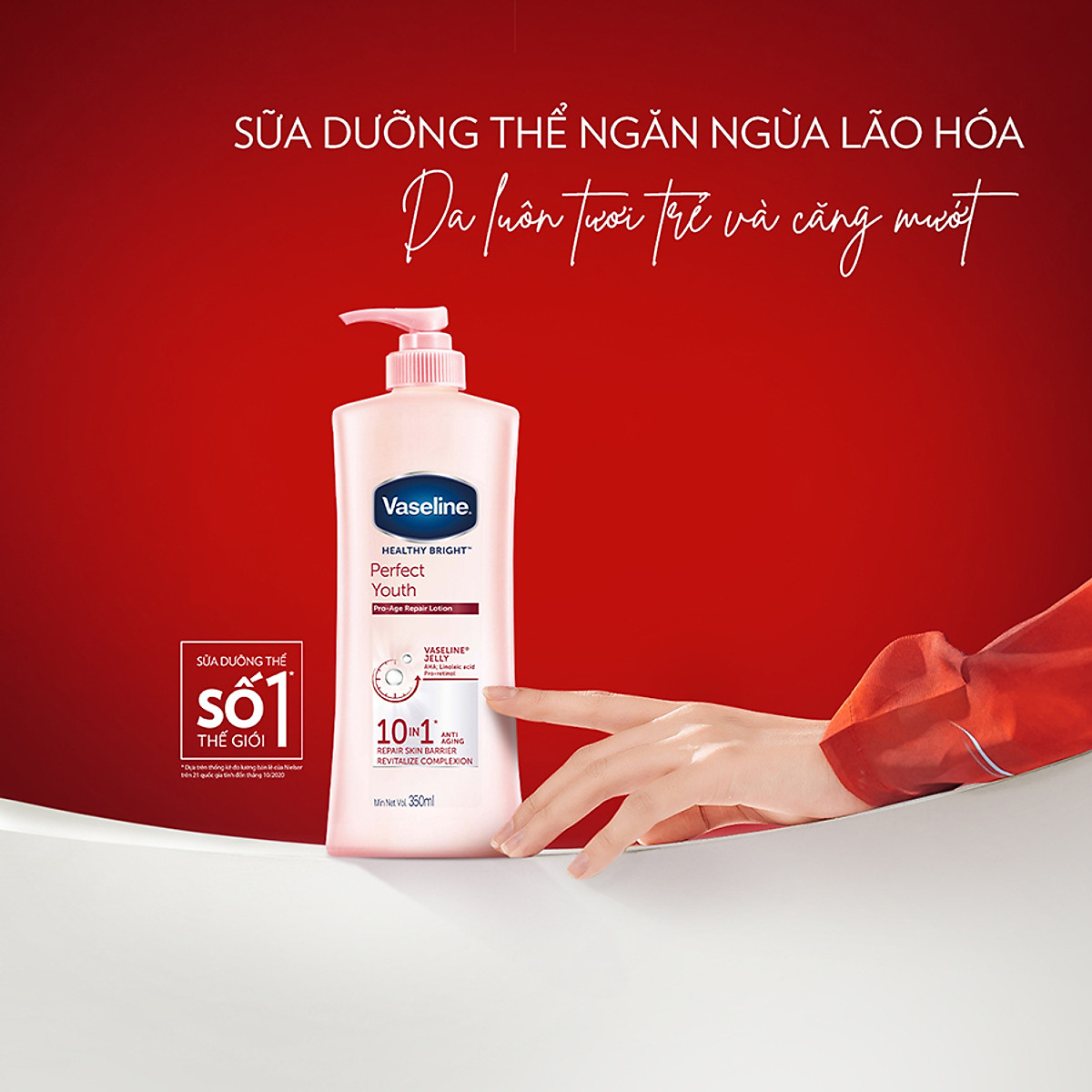 Sữa Dưỡng Thể 350Ml Vaseline Dưỡng Ẩm Sáng Da Perfect Youth Phức Hợp Pro-Retinol Kích Thích Sản Sinh Collagen Hoạt Chất Aha Cải Thiệt Nếp Nhăn