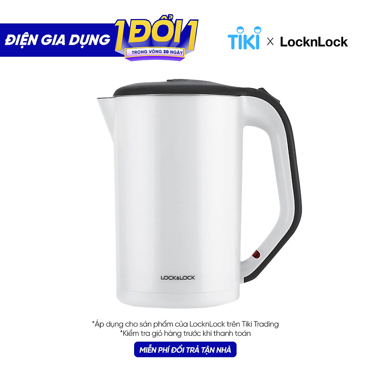 Bình Đun Siêu Tốc 2 lớp Lock&Lock EJK738WHT (1.7 Lít) - Trắng - Hàng chính hãng