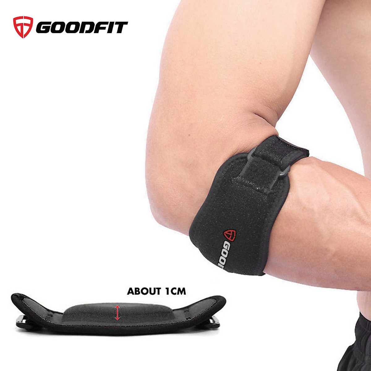 Băng bảo vệ khuỷu tay có đệm dày 1 cm giúp bảo vệ xương, dây đai tùy chỉnh Goodfit GF403E