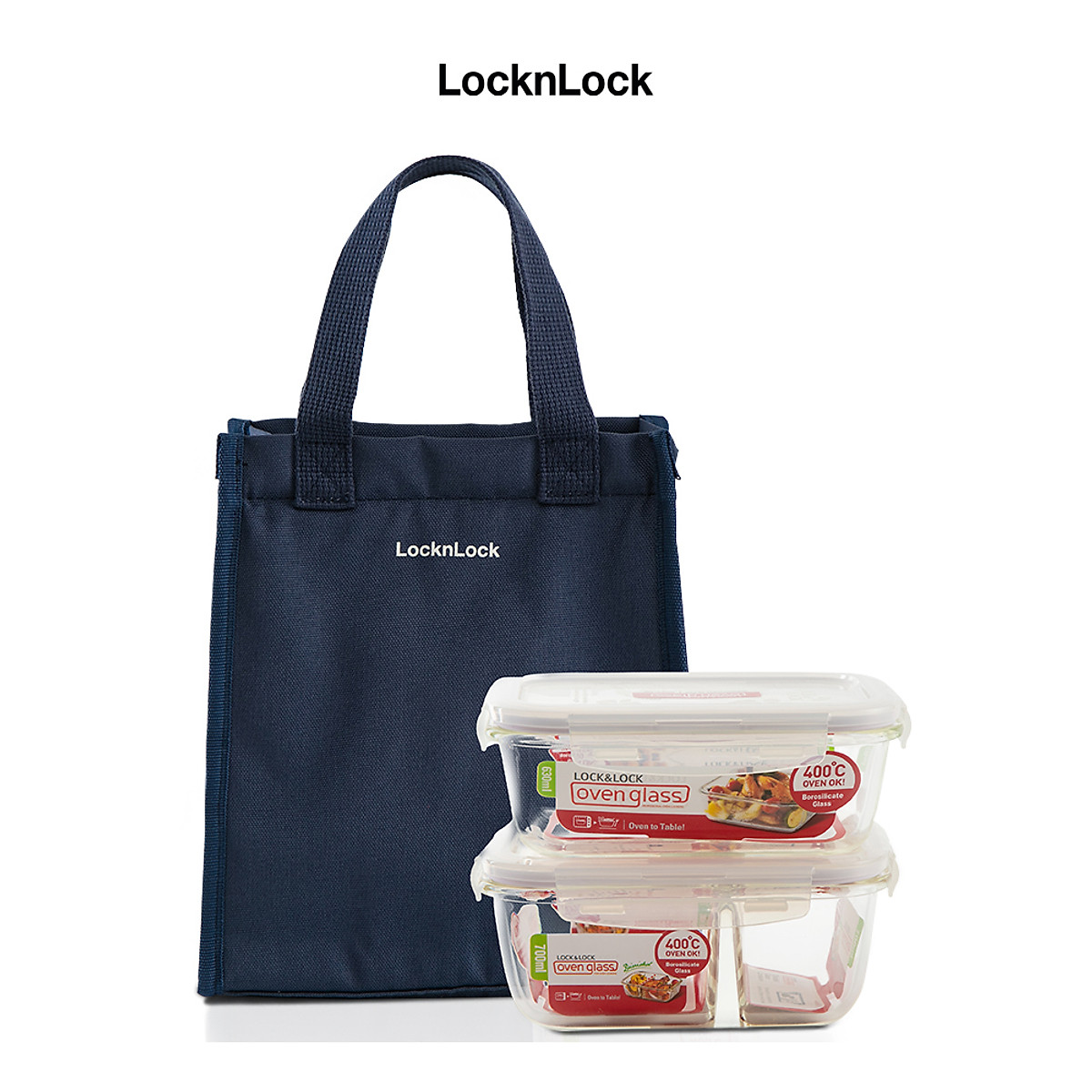 Bộ túi hộp cơm thủy tinh Lock&Lock 3EA LLG429DS2