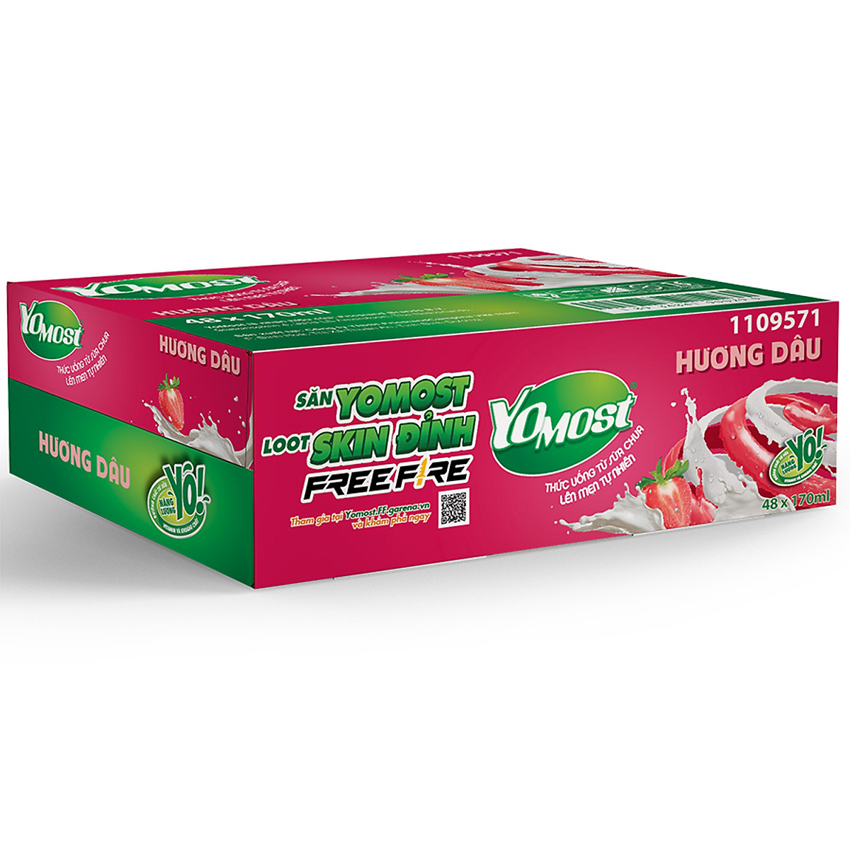 Thùng 48 Hộp Sữa Chua Lên Men Tự Nhiên Yomost Vị Dâu (170ml/Hộp)