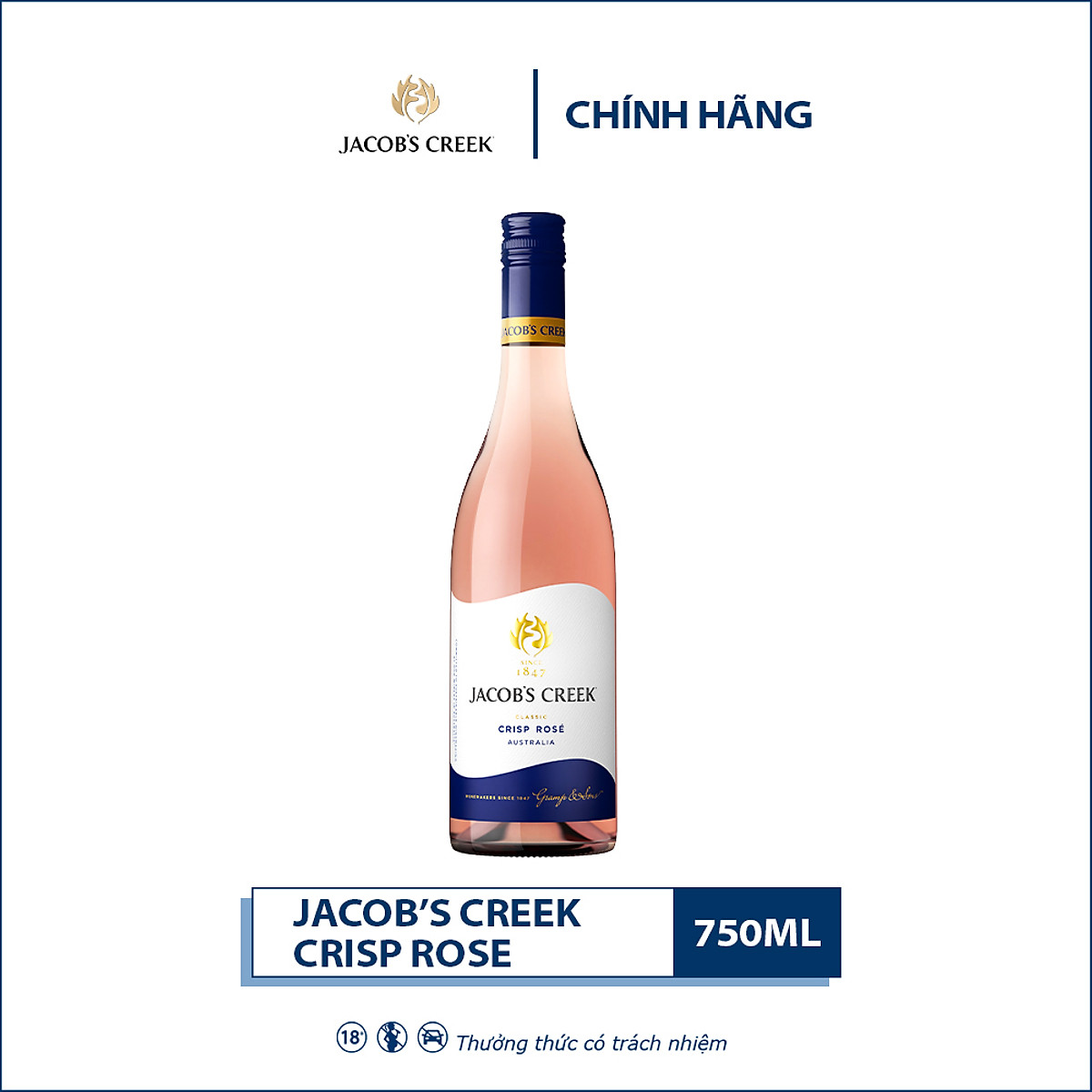 {Freeship 50K} Rượu vang hồng Jacob's Creek Classic Crisp Rosé 750ml 11% - 13.0% - Không hộp