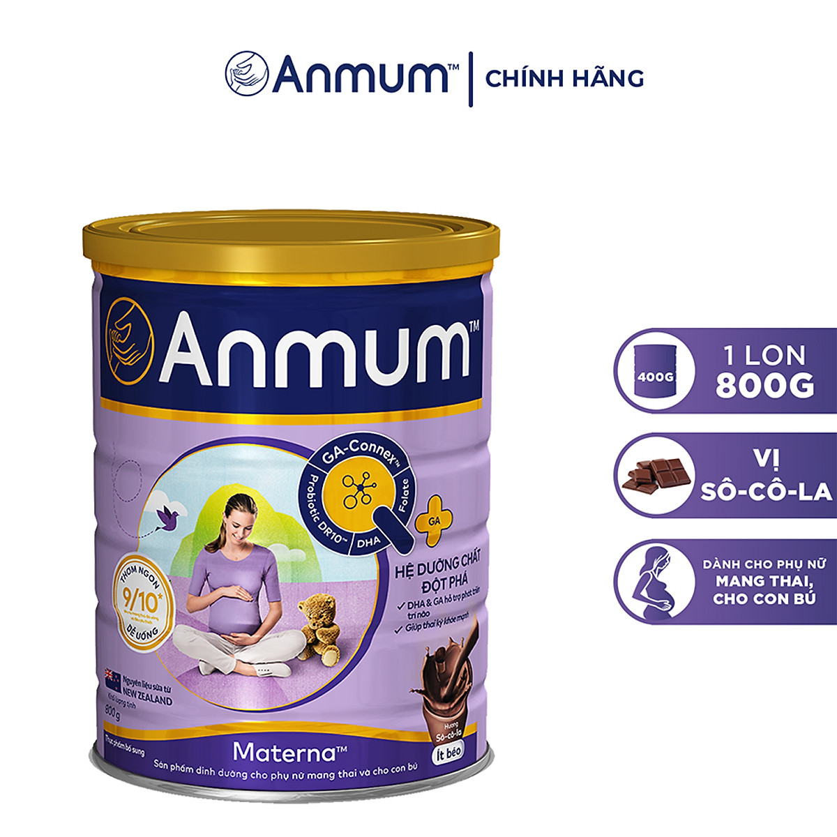 Sữa Bột Dành Cho Mẹ Bầu Anmum Materna Hương Chocolate 800g - Tặng bình nước thể thao