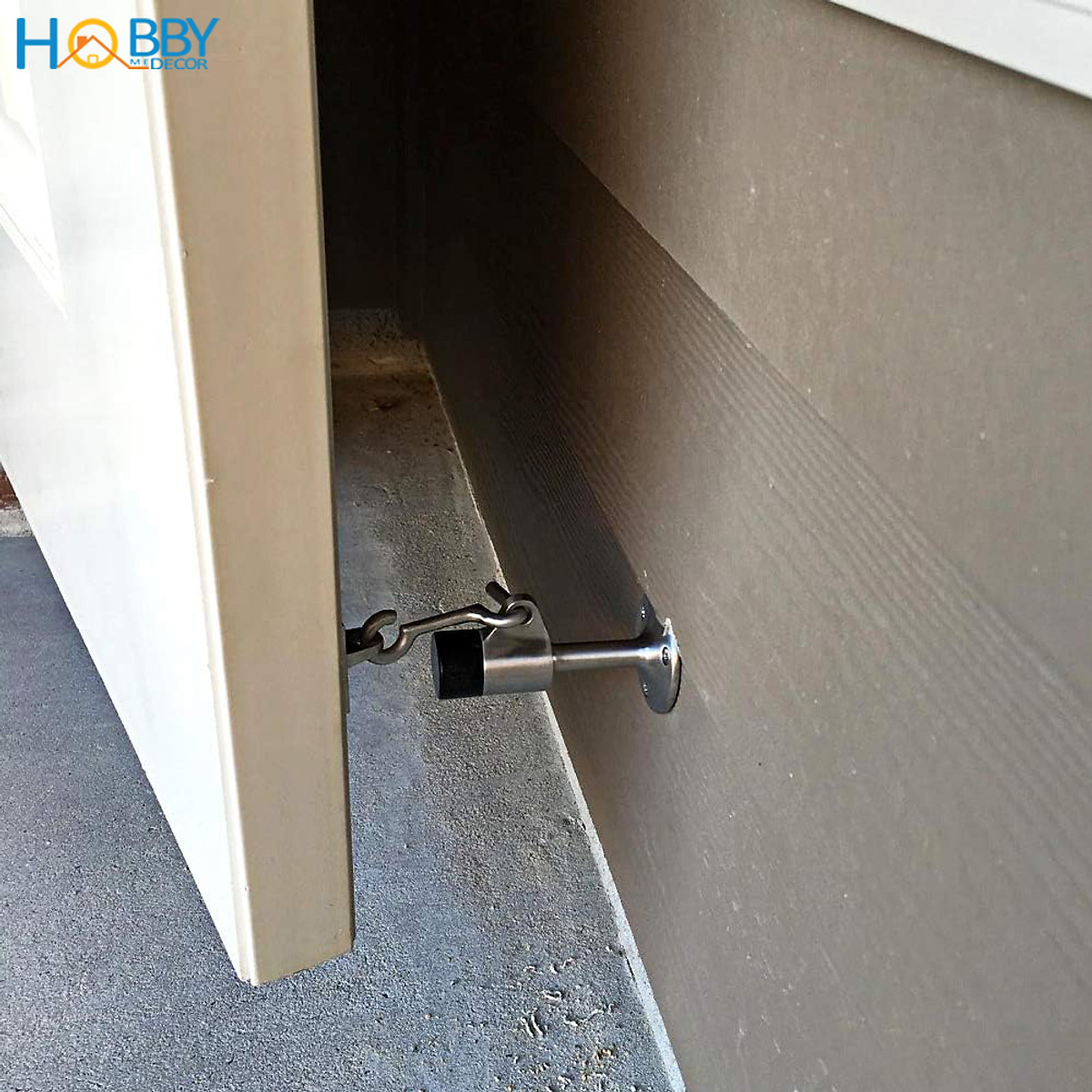 Đồ chặn cửa đệm cao su có móc giữ cửa inox 304 Hobby home decor CC10