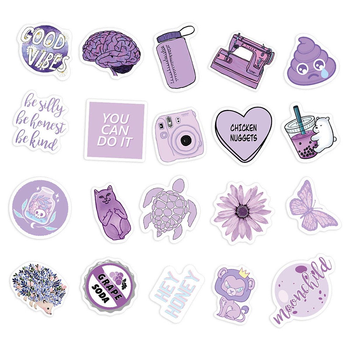 Sticker Tím Pastel Hình Dán Màu Purple Nhạt Decal Trang Trí Chống ...