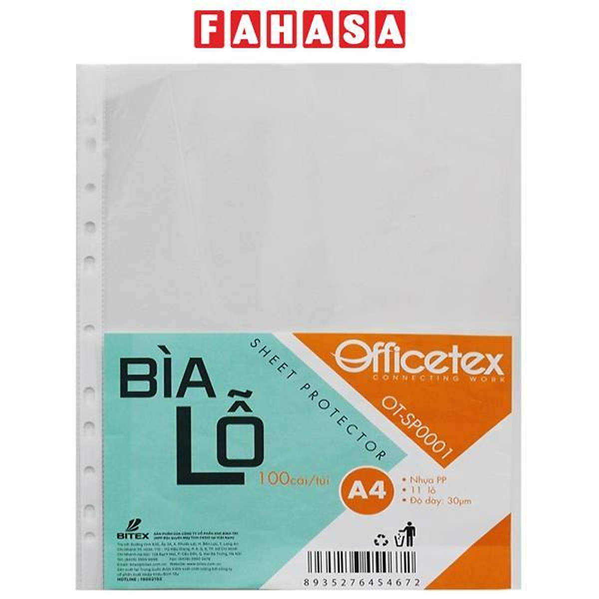 Bìa Lỗ A4 OT-SP0001 (100 Cái/Túi)