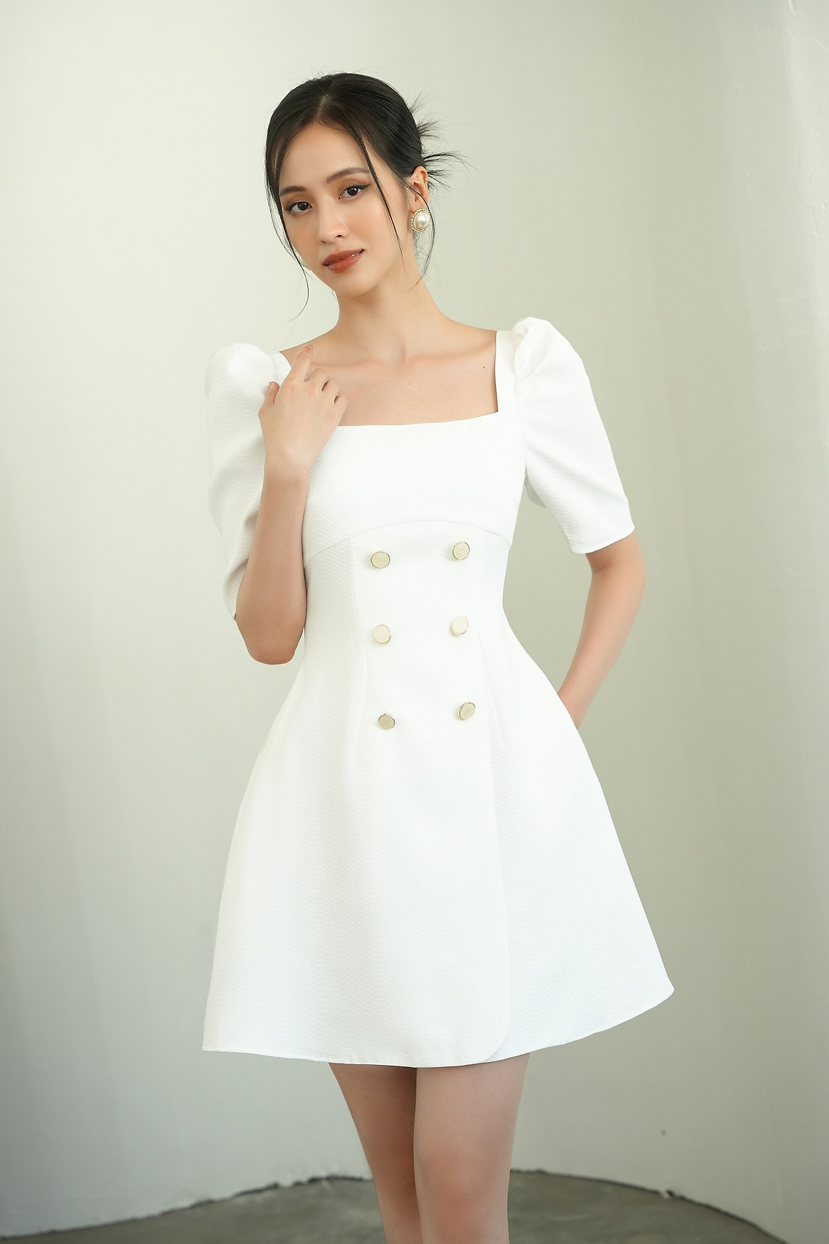 OLV - Đầm Alva Button Dress - Đầm Dáng Xòe