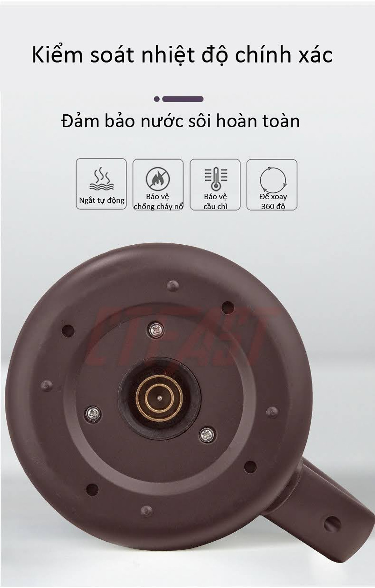 Ấm đun nước siêu tốc thủy tinh CTFAST - 01 ( 1.8 Lít ) : Đèn led hiển thị, chịu nhiệt cao, không mùi, không chất độc hại, an toàn khi sử dụng - Hàng chính hãng