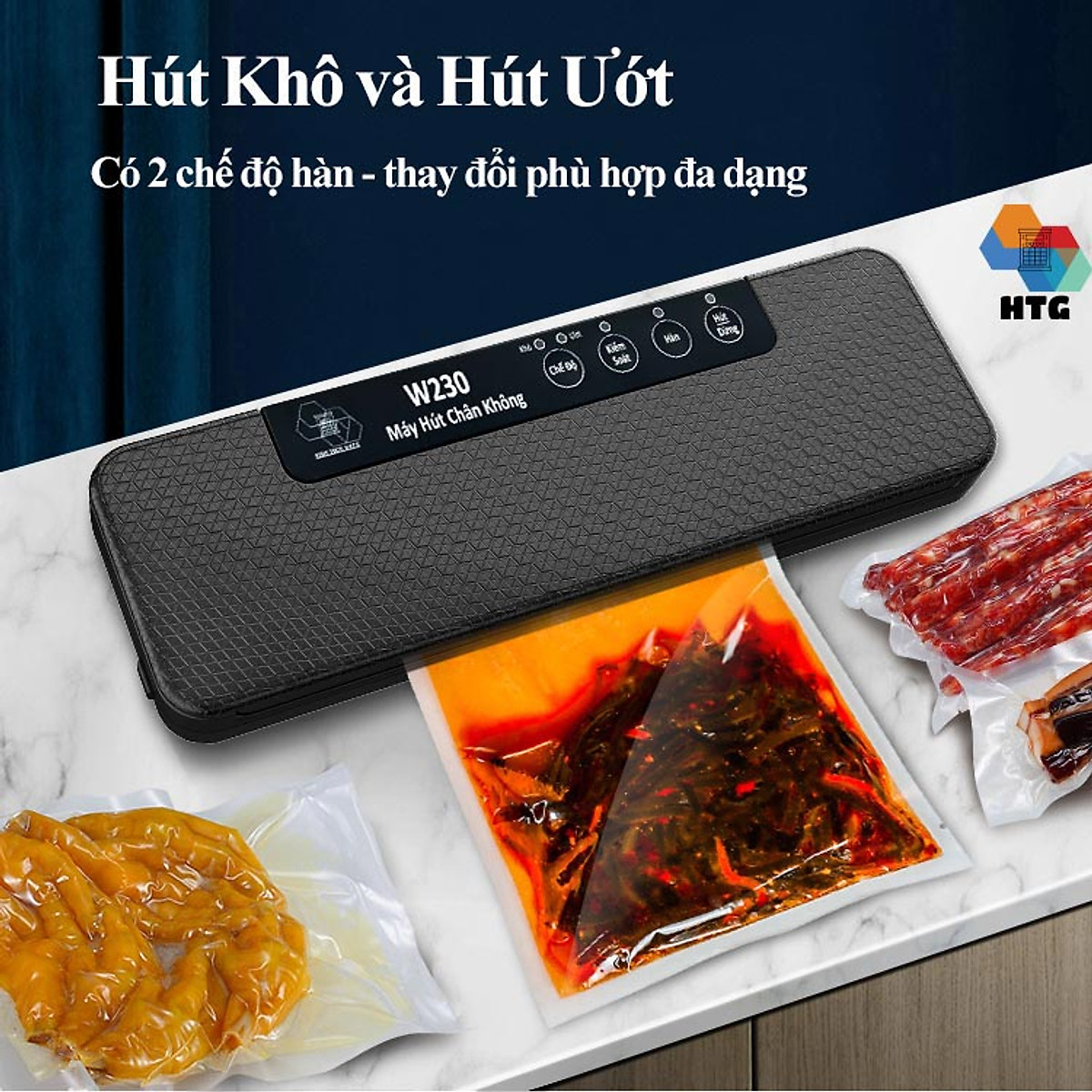 Máy hút chân không thực phẩm Shineye W230 tự động, hút khô và hút ướt với 2 chế độ hàn, tích hợp hàn độc lập, kiểm soát lực hút, hàng chính hãng