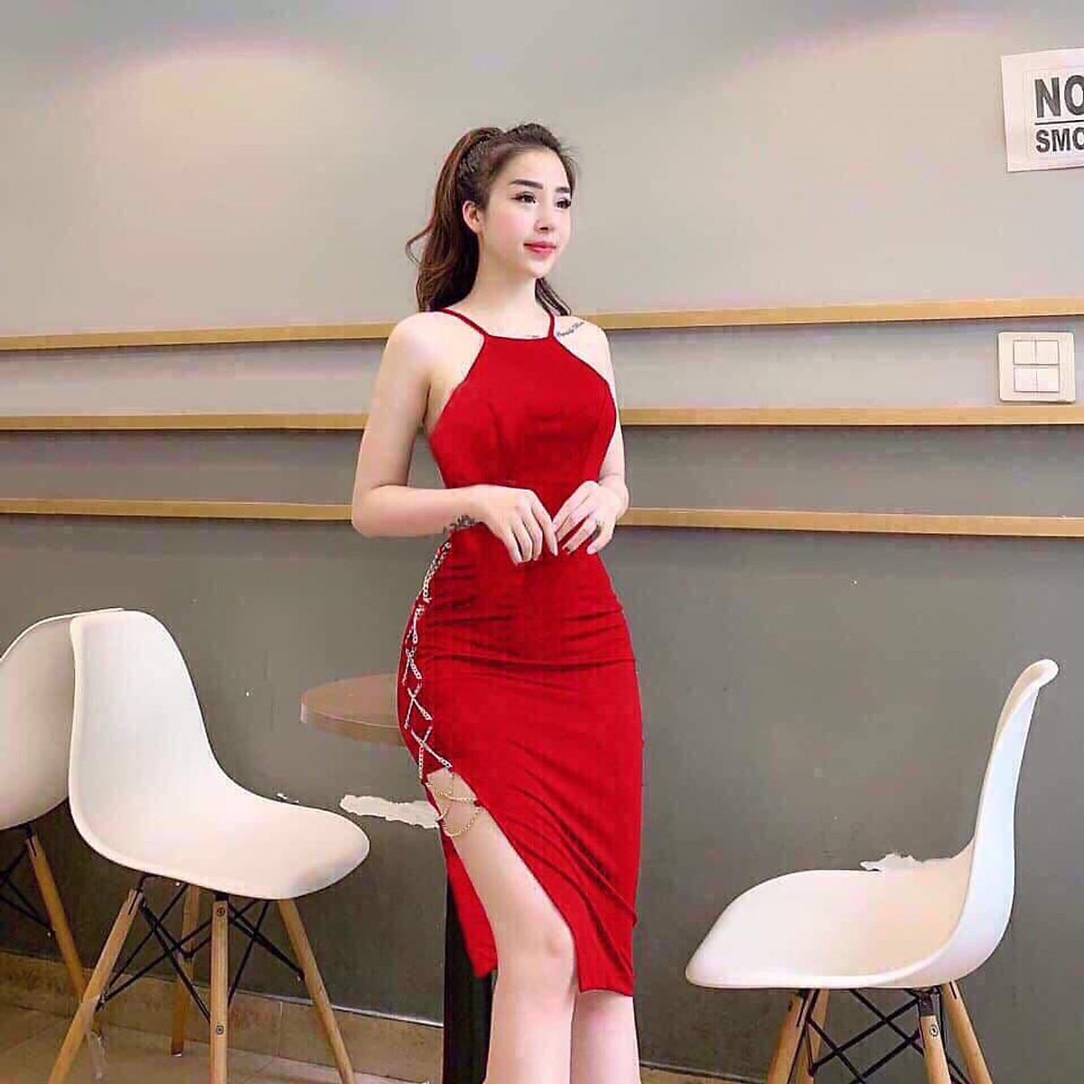 Váy ngủ yếm ôm body sexy TK2475 xám đen đỏ  Happyshop