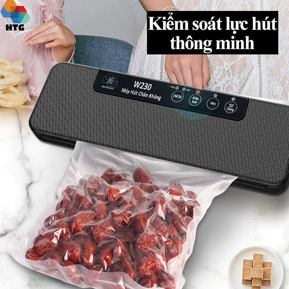 Máy hút chân không thực phẩm Shineye W230 tự động, hút khô và hút ướt với 2 chế độ hàn, tích hợp hàn độc lập, kiểm soát lực hút, hàng chính hãng
