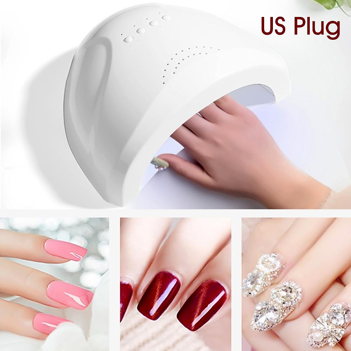 Mua 48W LED Nail Lamp Professional Nail Dryer Gel Polish Light UV Nail Light with 3 Timer Setting Nail Polish Curing Gel LED - White - US Plug tại Susu Store CN Mua 48W LED Nail Lamp Professional Nail Dryer Gel Polish Light UV Nail Light with 3 Timer Setting Nail Polish Curing Gel LED - White - US Plug tại Susu Store CN