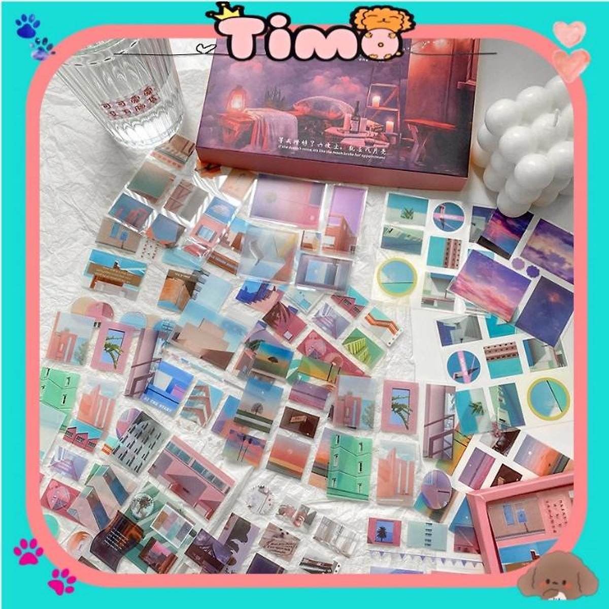 Mua Sticker phong cảnh đồ ăn set 25 tấm trang trí sổ tay bullet journal  kiểu vintage hình dán tường ST41