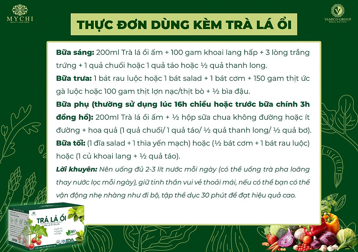 Trà Lá Ổi Mychi chính hãng giam cân, tan mỡ và ngừa mỡ máu