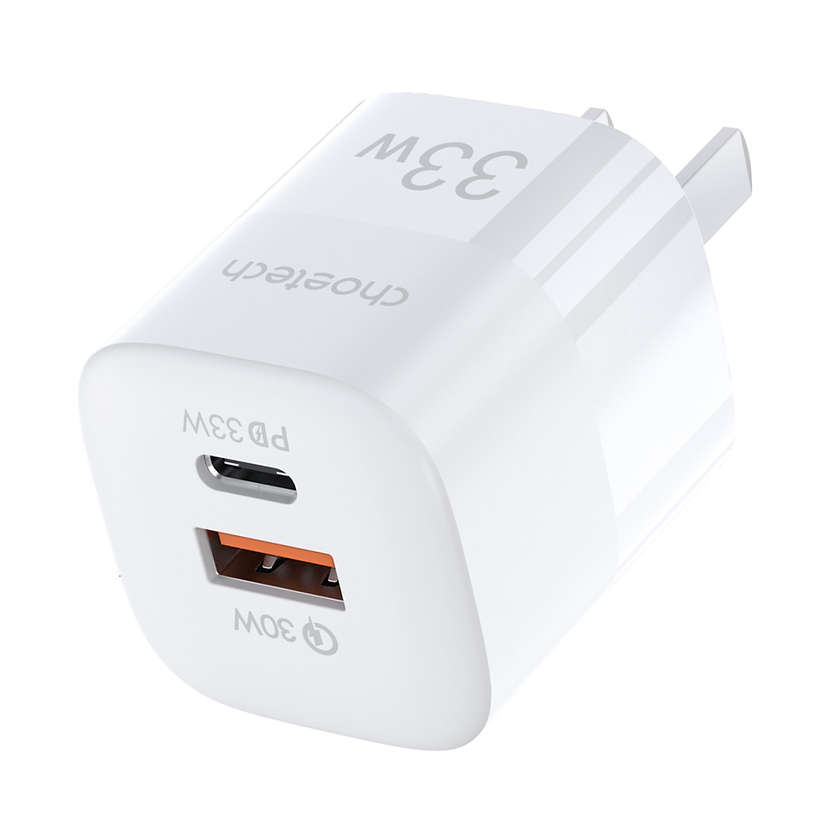 Adapter Củ Sạc 33W PPS/ PD 30W / QC 3.0 1 Cổng Type C 1 Cổng USB Nhỏ Gọn CHOETECH PD5006 Sạc Nhanh iPhone, iPad, Samsung - Hàng Chính Hãng