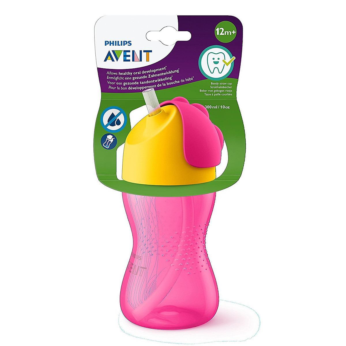 Bình tập uống Philips Avent cho bé 12 tháng - có ống hút - nhựa PP 300ml