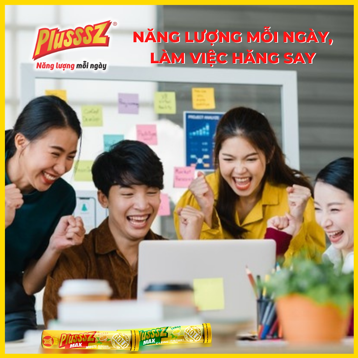 Viên bổ sủi bọt Plusssz Max Multivitamin không đường hương vị cam