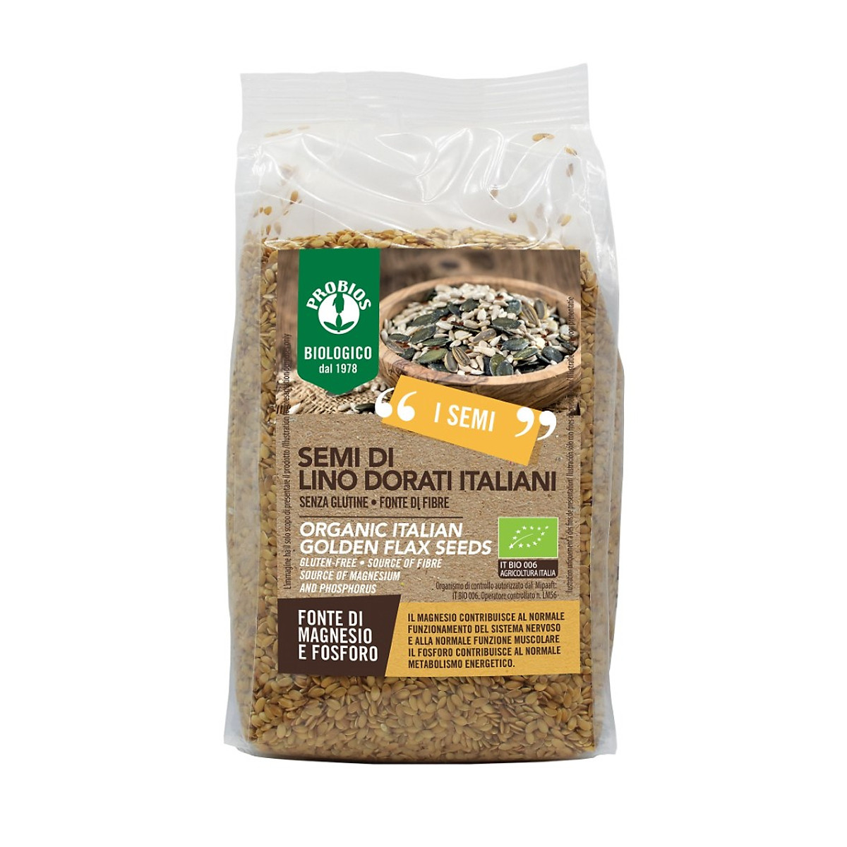 Hạt Lanh Vàng Hữu Cơ 500g ProBios Organic Italian Golden Flax Seeds
