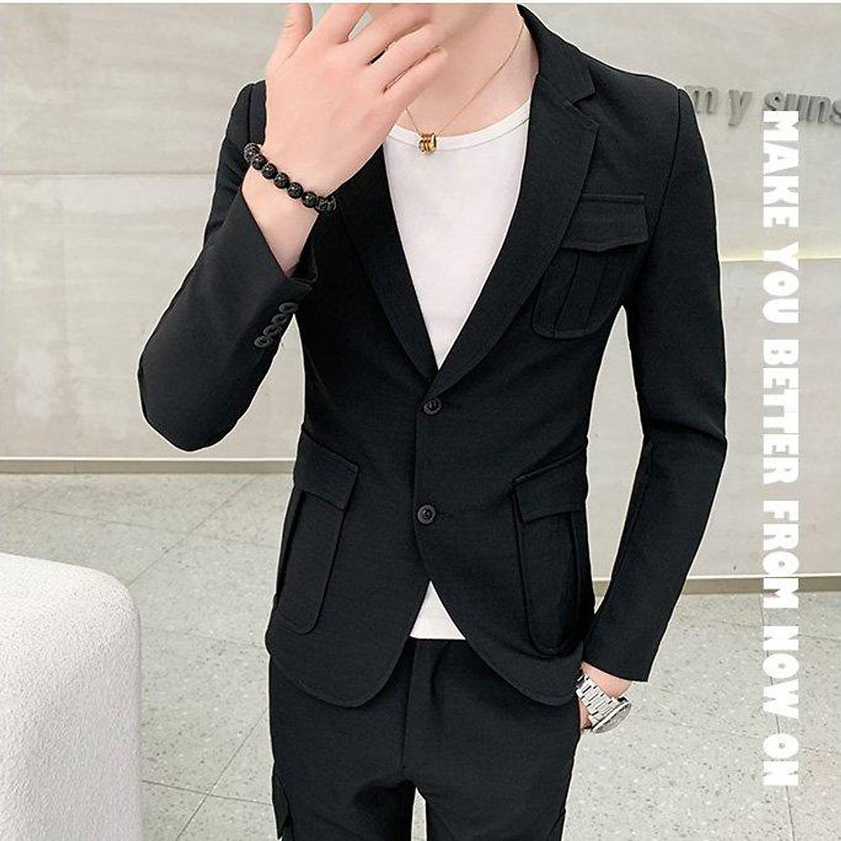 FECHENG Bộ Vest Nam Cổ Đứng Màu Trơn 6 Màu Áo Blazer Dáng Ôm Phong Cách  Trung Quốc Áo Vest Nam Trung Sơn Áo Vest Áo Dài Trung Quốc Một Mảnh 