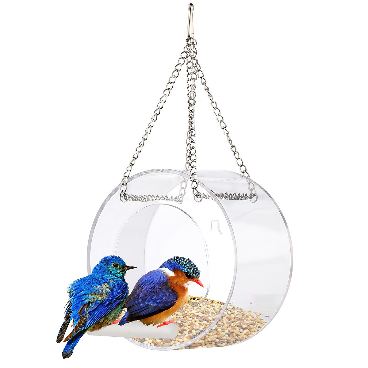 Clear Window Bird Feeder with Wifi Camera Suction Cup, Smart Transparent Round Birdfeeder with 16GB TF Clear Window Bird Feeder With Wifi Camera Suction Cup, Smart Transparent Round Birdfeeder With 16Gb Tf