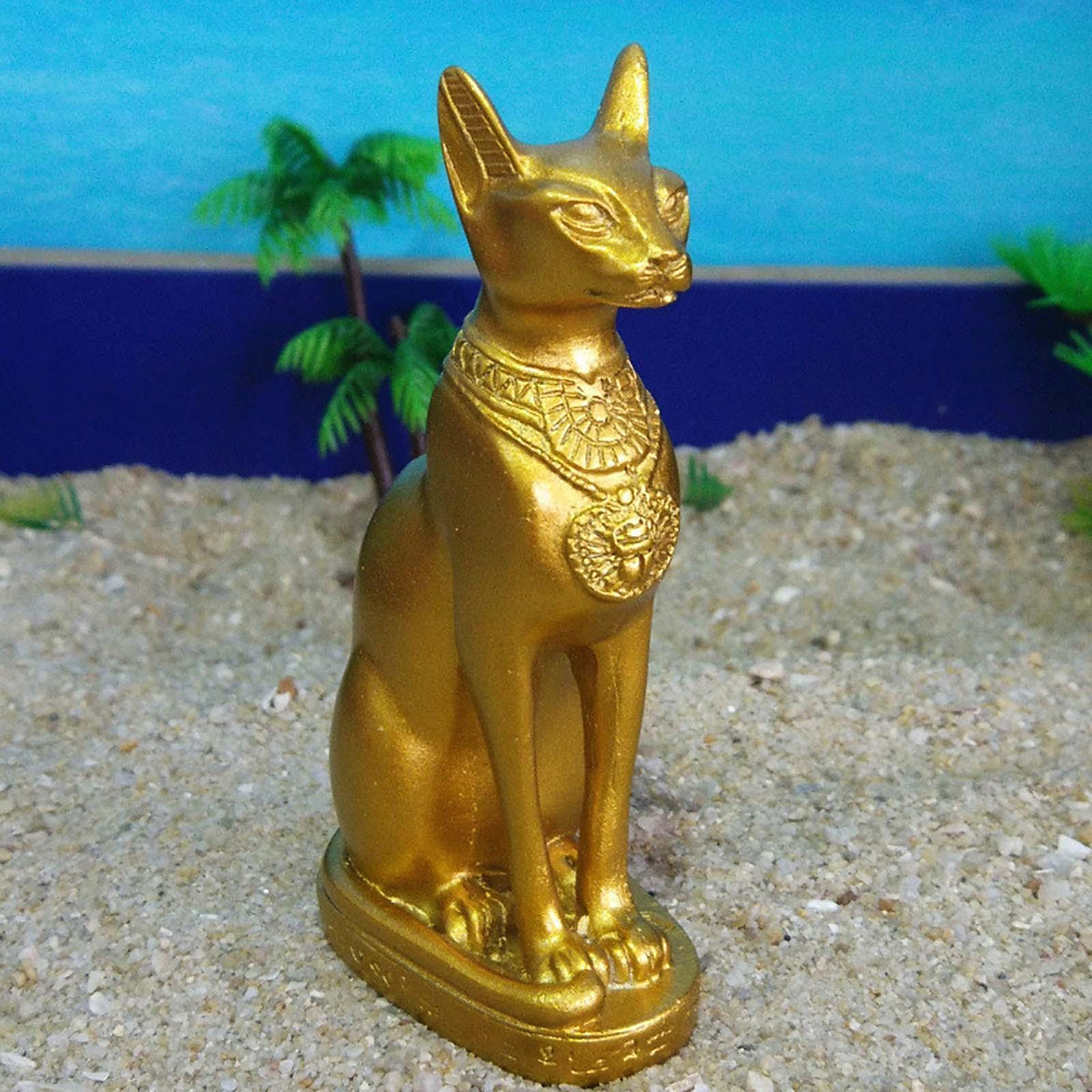Resin Goddess Bastet Statue Sitting Cat Model Miniature Cute for ...