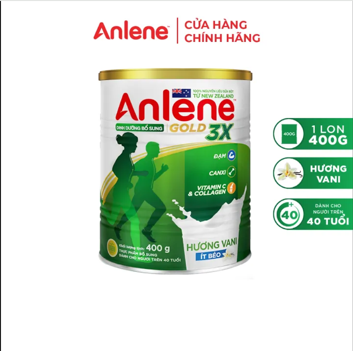 Sữa Bột Anlene Gold Movepro 3X Hương Vanilla (Hộp Thiếc 400g)