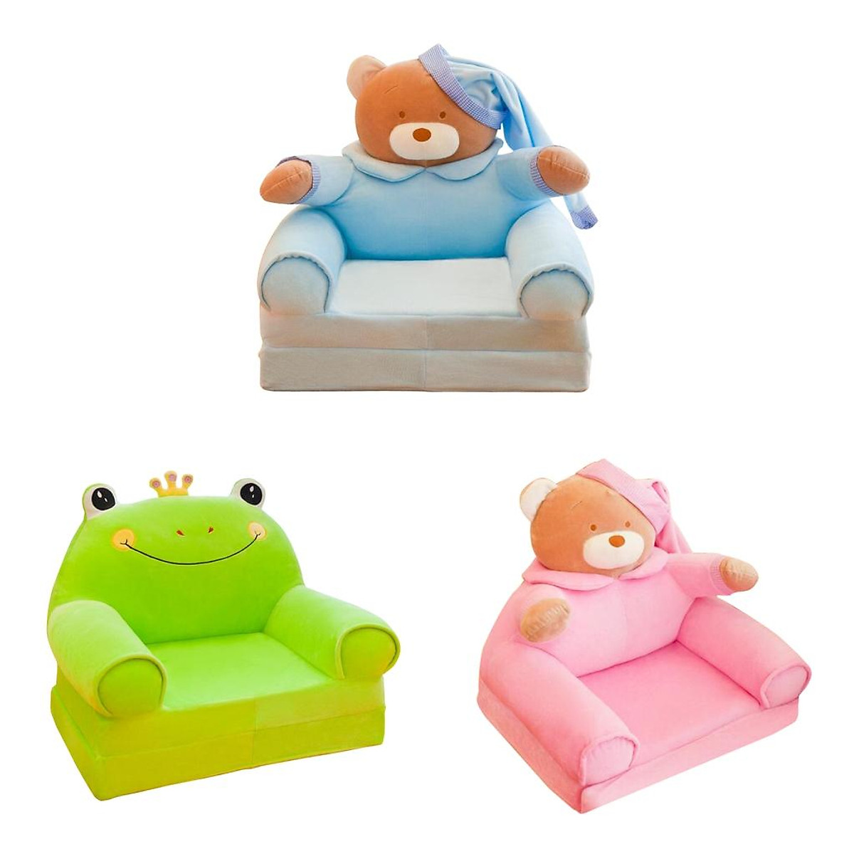 Kids Foldable Sofa Chair Children Cartoon Lounger Bed Slipcover Blue Bear Kids Foldable Sofa Chair Children Cartoon Lounger Bed Slipcover Blue Bear