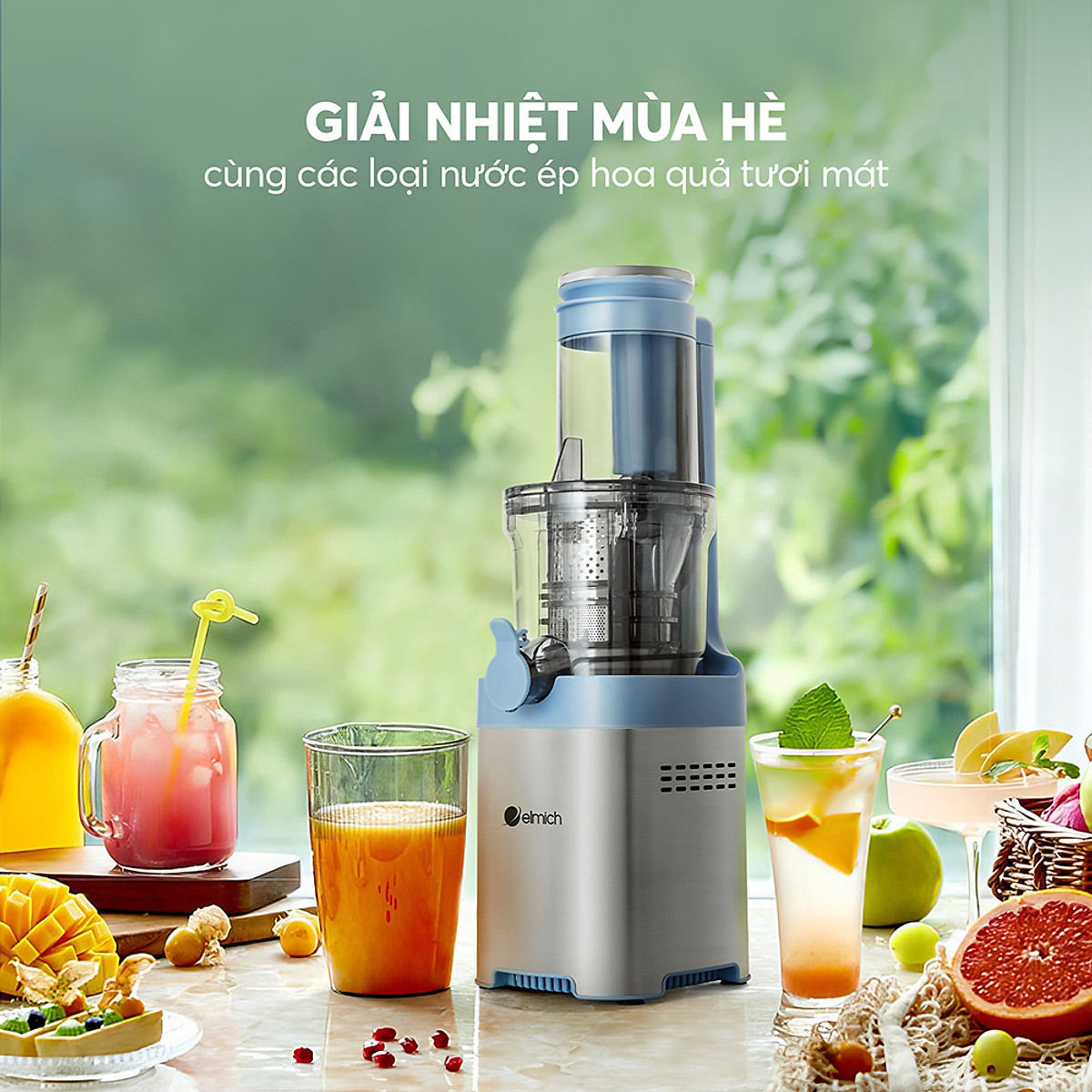Máy ép chậm Elmich JEE-8769, công suất 200W, tốc độ quay 65 vòng/phút, độ ồn thấp dưới 62db - Hàng chính hãng