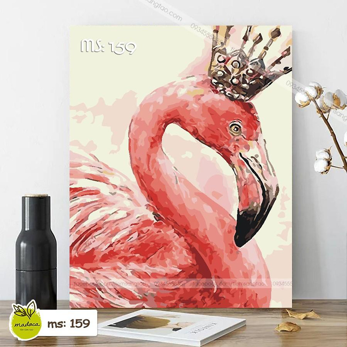 Mua Tranh Tô Màu 40X50Cm Có Khung Hồng Hạc Vương Miện T159