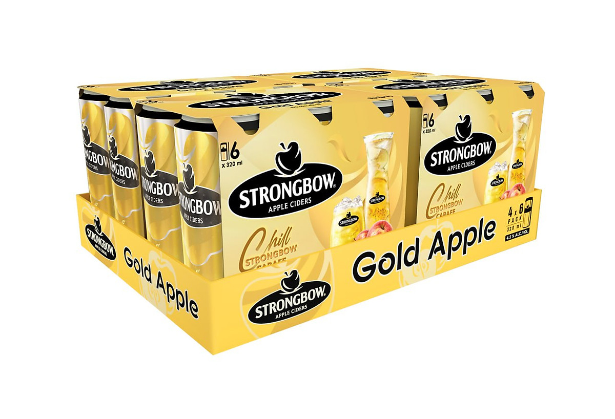 Thùng 24 Lon Nước Táo Lên Men Strongbow Vị Táo Nguyên Bản 320ml/lon