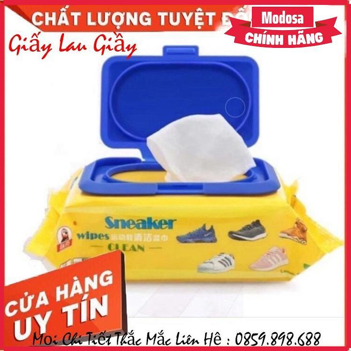 Khăn Giấy Modosa Lau Giày Siêu Sạch Sneaker Hộp 30 Tờ ( Sẵn Giao Ngay )Không Hoá Chất Làm Hại Vải - Hàng Chính Hãng