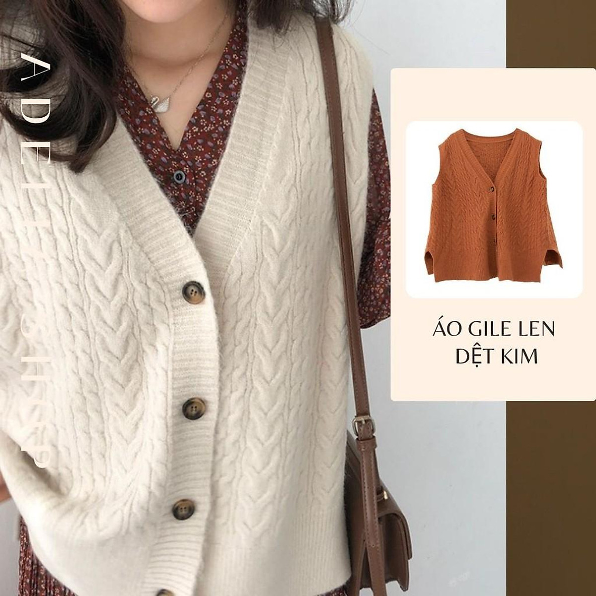 Gile Len | Áo Gile Len Dệt Kim Cổ V Dáng Rộng Ulzzang Kiểu Dáng Trẻ Gile Len | Áo Gile Len Dệt Kim Cổ V Dáng Rộng Ulzzang Kiểu Dáng Trẻ